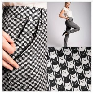 Betabrand Houndstooth Cat Print Dress Pant Yoga Stretch Catstooth